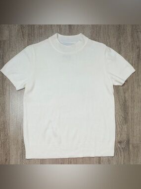 Sag Harbor Cream Short Sleeve Crew Sweater